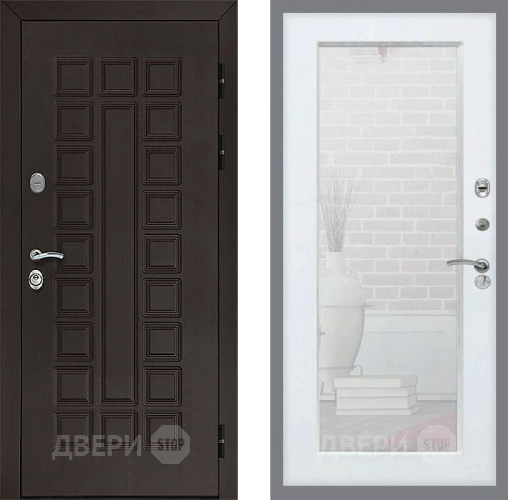 Входная металлическая Дверь Рекс (REX) Сенатор 3К Зеркало Пастораль Белый ясень в Подольск