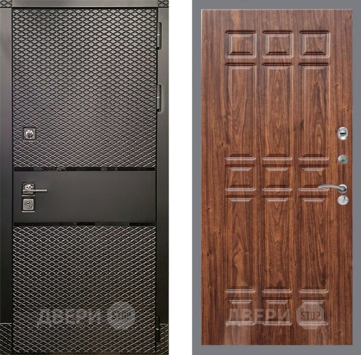 Входная металлическая Дверь Рекс (REX) 15 Черный Кварц FL-33 орех тисненый в Подольск