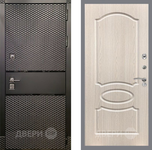 Входная металлическая Дверь Рекс (REX) 15 Черный Кварц FL-128 Беленый дуб в Подольск