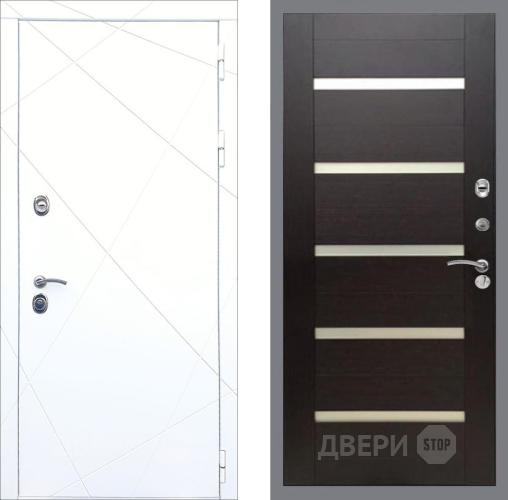 Входная металлическая Дверь Рекс (REX) 13 Силк Сноу СБ-14 стекло белое венге поперечный в Подольск