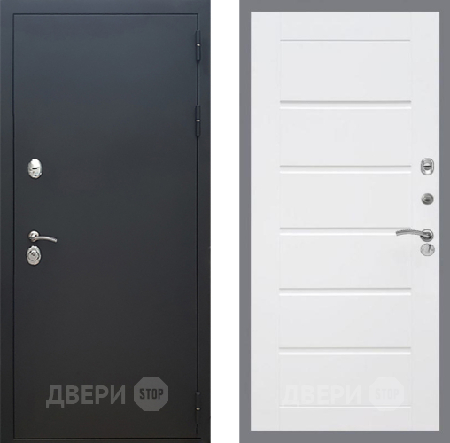 Дверь Рекс (REX) 5 Черный Муар Сити Белый ясень в Подольск