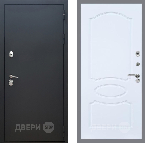 Входная металлическая Дверь Рекс (REX) 5 Черный Муар FL-128 Силк Сноу в Подольск