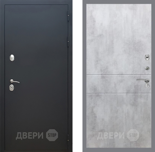 Входная металлическая Дверь Рекс (REX) 5 Черный Муар FL-290 Бетон светлый в Подольск