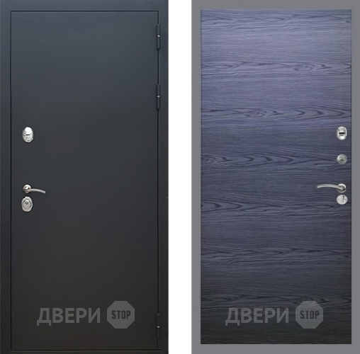 Входная металлическая Дверь Рекс (REX) 5 Черный Муар GL Дуб тангенальный черный в Подольск