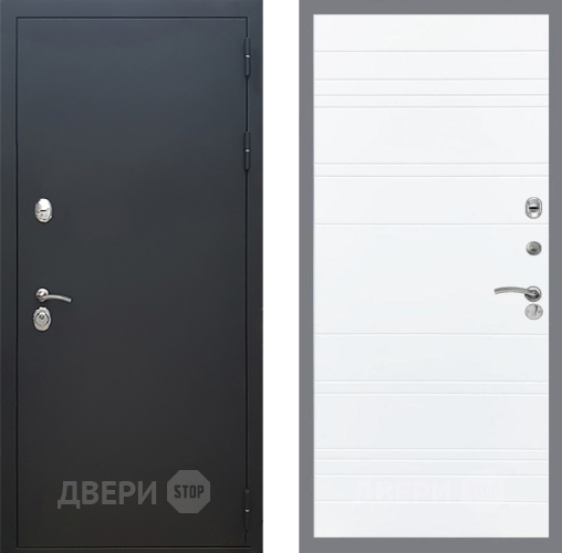 Входная металлическая Дверь Рекс (REX) 5 Черный Муар Line Силк Сноу в Подольск