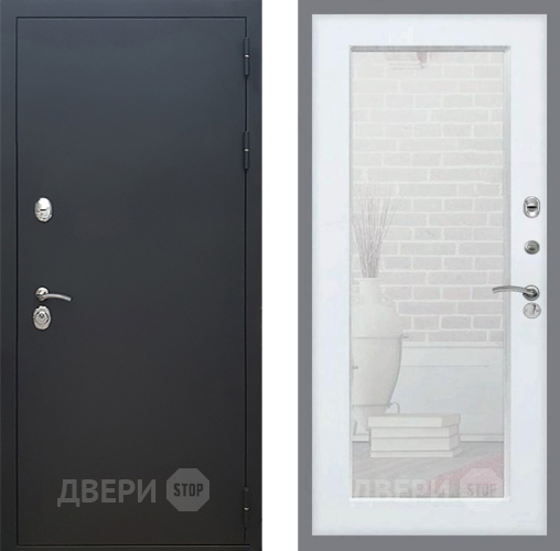 Дверь Рекс (REX) 5 Черный Муар Зеркало Пастораль Белый ясень в Подольск
