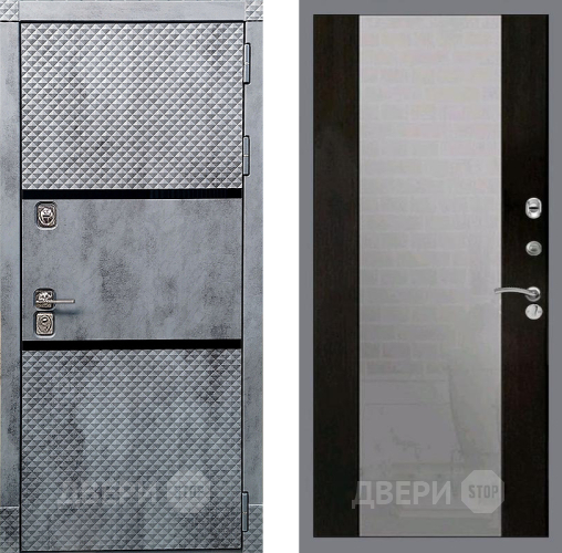 Входная металлическая Дверь Рекс (REX) 15 Бетон Темный СБ-16 Зеркало Венге в Подольск