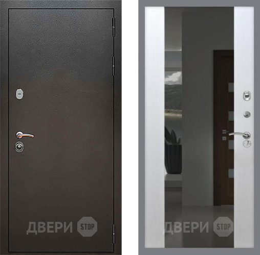 Дверь Рекс (REX) 5 Серебро Антик СБ-16 Зеркало Белый ясень в Подольск