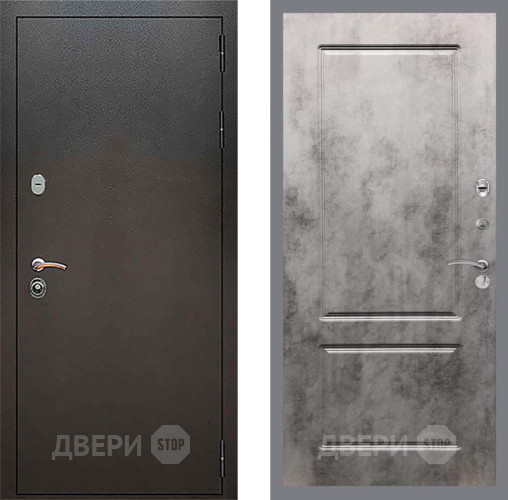 Входная металлическая Дверь Рекс (REX) 5 Серебро Антик FL-117 Бетон темный в Подольск