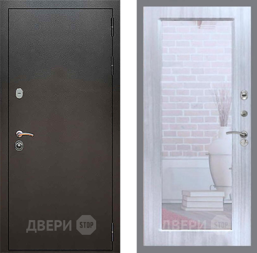 Входная металлическая Дверь Рекс (REX) 5 Серебро Антик Зеркало Пастораль Сандал белый в Подольск