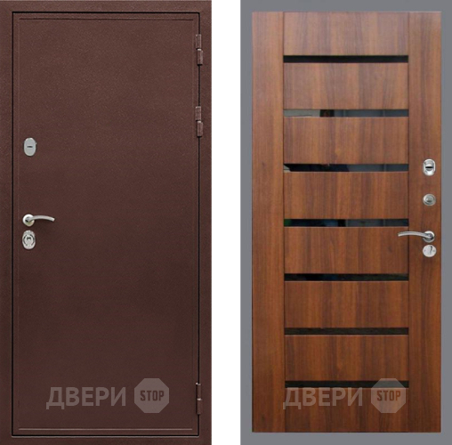 Входная металлическая Дверь Рекс (REX) 5А СБ-14 стекло черное Орех бренди в Подольск
