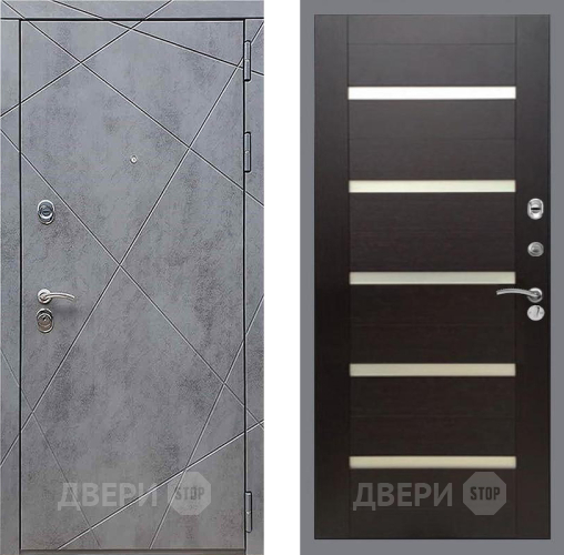 Входная металлическая Дверь Рекс (REX) 13 Бетон Темный СБ-14 стекло белое венге поперечный в Подольск