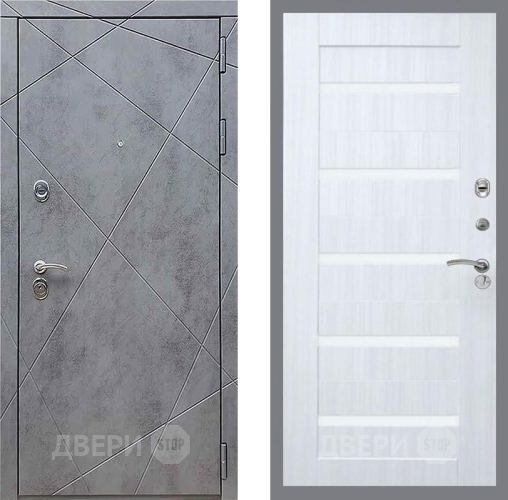 Входная металлическая Дверь Рекс (REX) 13 Бетон Темный СБ-14 стекло белое Сандал белый в Подольск