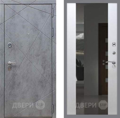 Входная металлическая Дверь Рекс (REX) 13 Бетон Темный СБ-16 Зеркало Белый ясень в Подольск