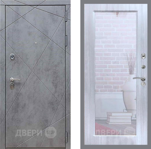 Дверь Рекс (REX) 13 Бетон Темный Зеркало Пастораль Сандал белый в Подольск
