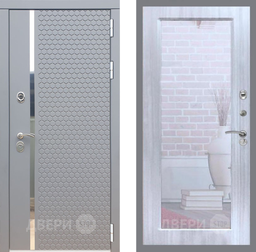 Входная металлическая Дверь Рекс (REX) 24 Зеркало Пастораль Сандал белый в Подольск
