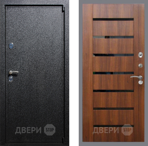 Входная металлическая Дверь Рекс (REX) 3 СБ-14 стекло черное Орех бренди в Подольск