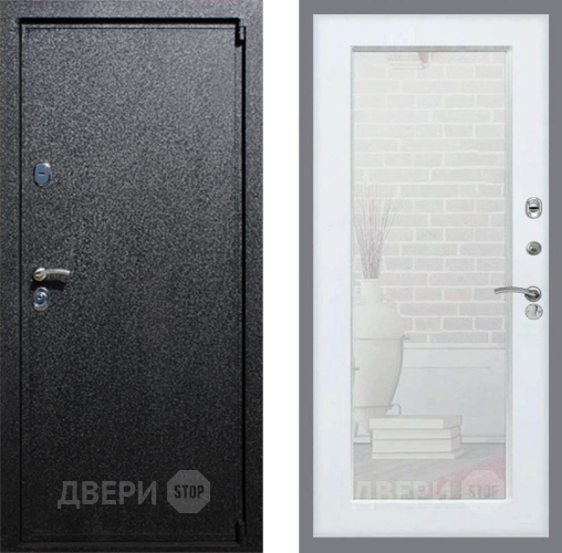 Входная металлическая Дверь Рекс (REX) 3 Зеркало Пастораль Белый ясень в Подольск