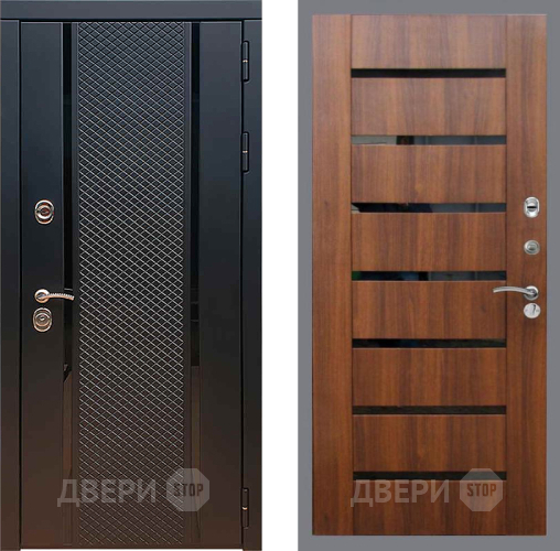 Входная металлическая Дверь Рекс (REX) 25 СБ-14 стекло черное Орех бренди в Подольск