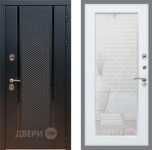 Входная металлическая Дверь Рекс (REX) 25 Зеркало Пастораль Белый ясень в Подольск