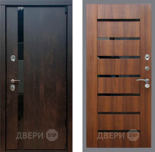 Входная металлическая Дверь Рекс (REX) 26 СБ-14 стекло черное Орех бренди в Подольск