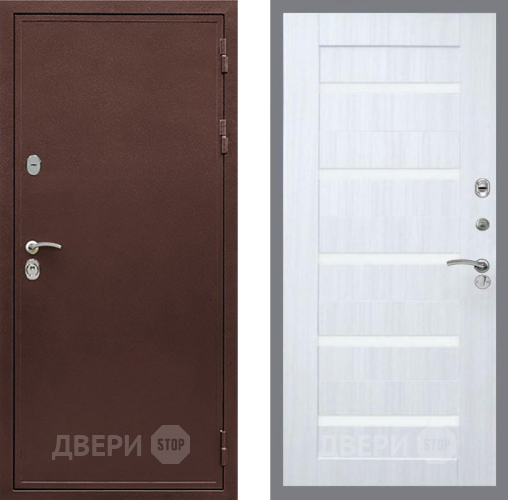 Входная металлическая Дверь Рекс (REX) 5 металл 3 мм СБ-14 стекло белое Сандал белый в Подольск