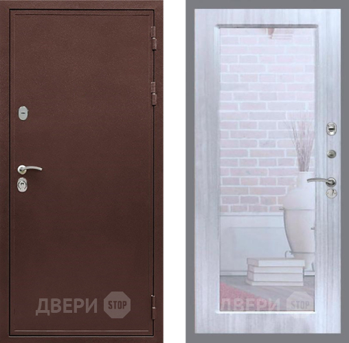 Входная металлическая Дверь Рекс (REX) 5 металл 3 мм Зеркало Пастораль Сандал белый в Подольск
